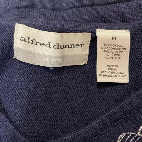 Alfred Dunner Blue 3/4 Sleeve Fringe Sweater Size Petite Large - Picture 5 of 6